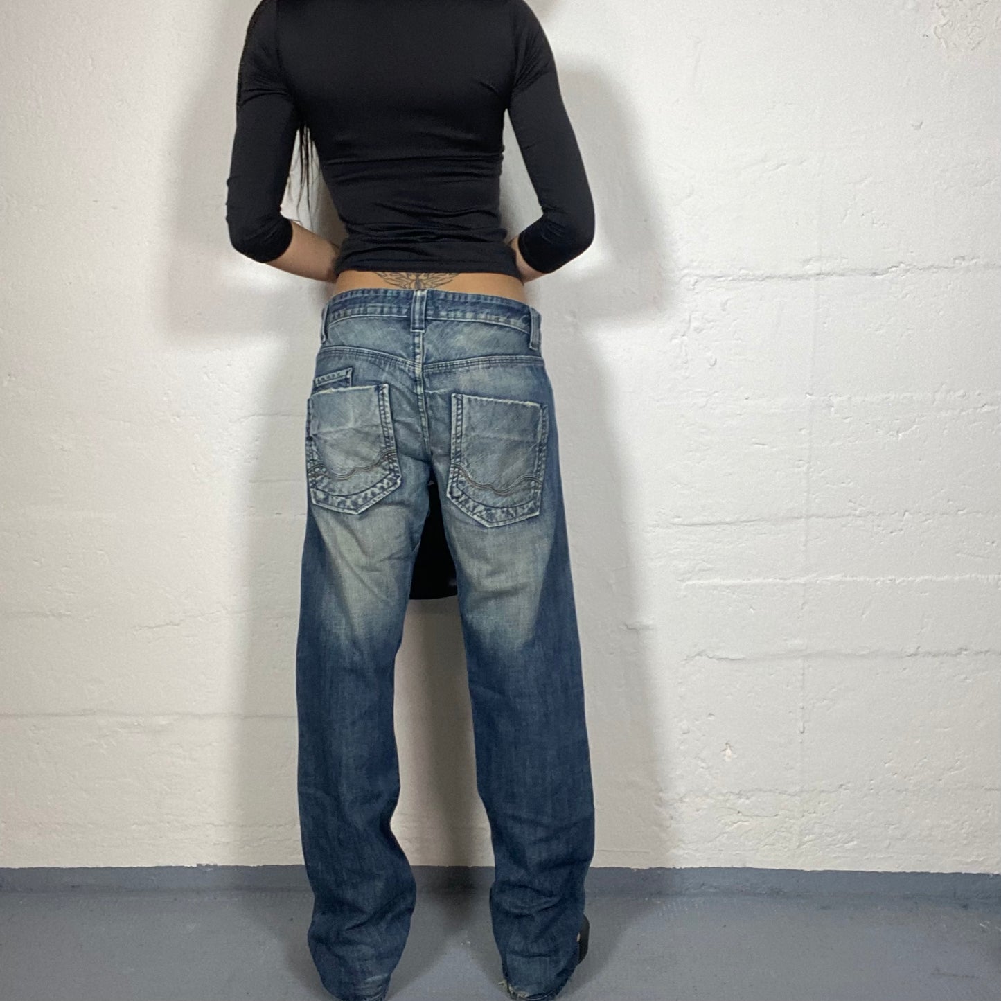 Vintage 2000's Downtown Girl Washed Denim Pants with Straight Cut (M)