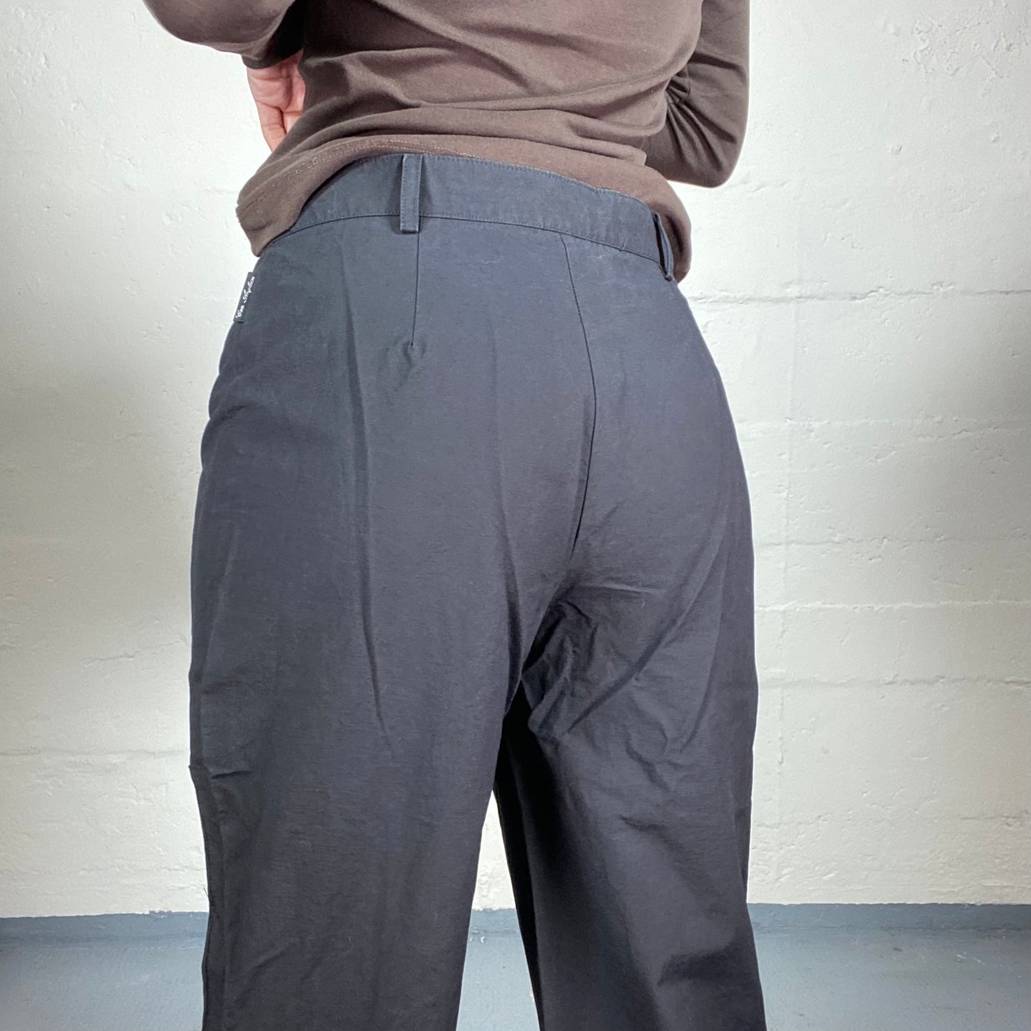 Vintage 2000's Cyber Grey Cargo Pants with Industrial Text Lettering Detail (S/M)