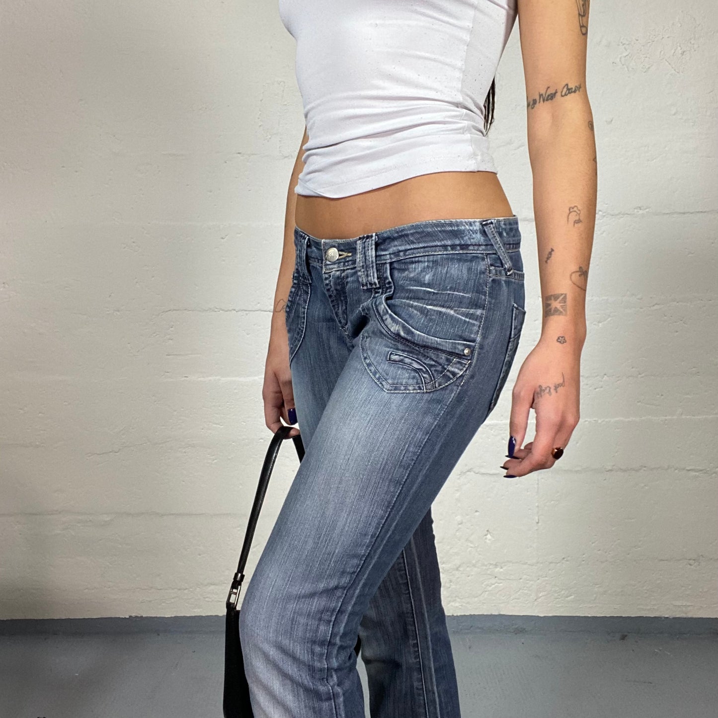 Vintage 2000's Downtown Girl Denim Low Waist Pants with Skinny Cut (S) mol