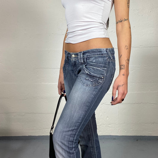 Vintage 2000's Downtown Girl Denim Low Waist Pants with Skinny Cut (S) mol