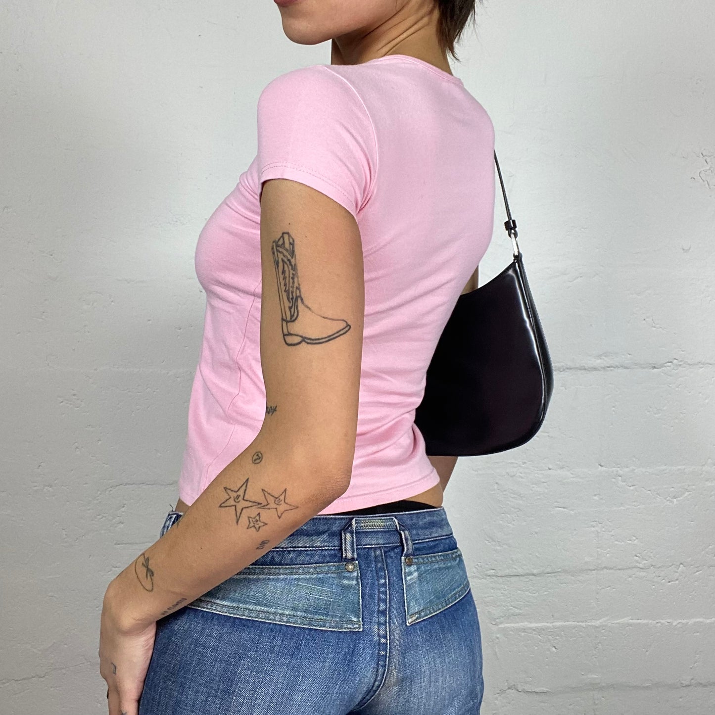 Vintage 2000's Playboy Downtown Girl Pink Top with Strass Brand Logo Print (M)
