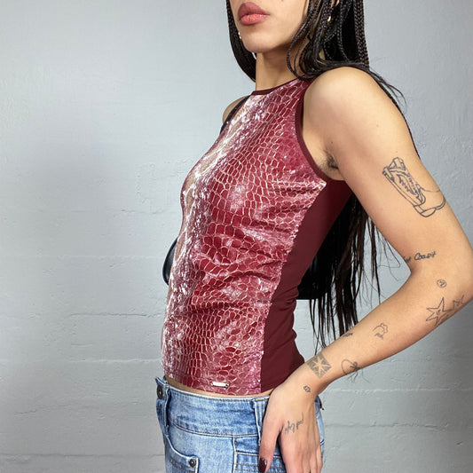 Vintage 2000's Clubwear Garnet Top with Serpent Print (S)