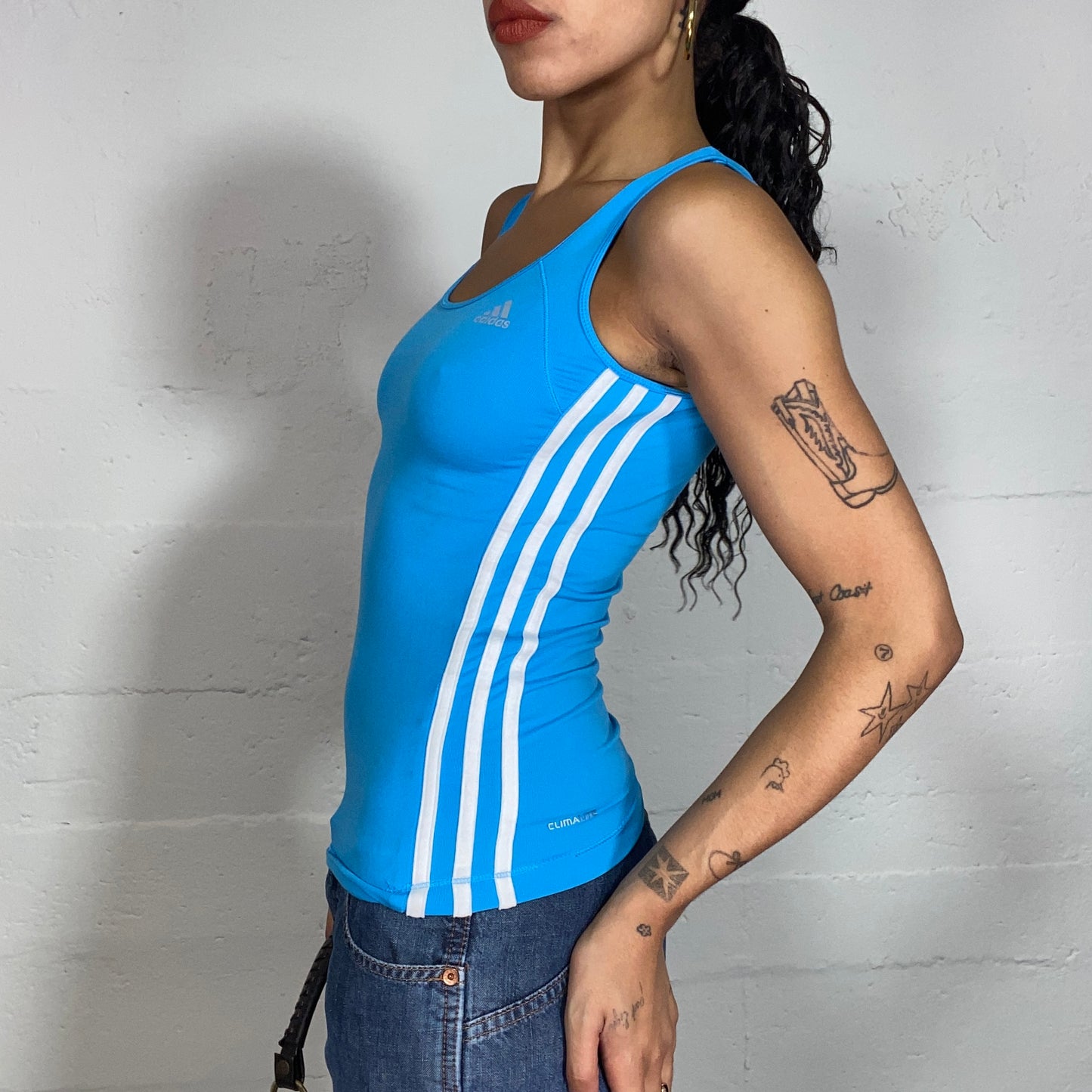 Vintage 90's Blokket Adidas Aqua Blue Top (S)