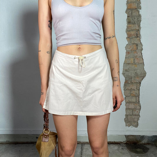 Vintage 90's Sporty Beige Skort with Waist Toggle (S)