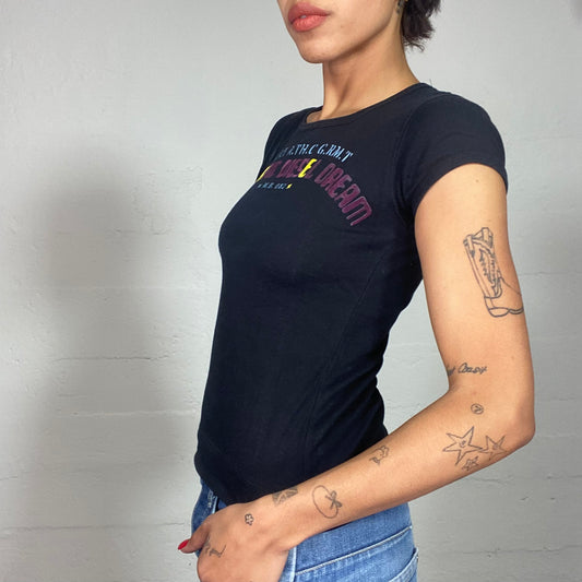 Vintage 2000's Diesel Archive Black Top with  "Futuristic Diesel Dream" Print (S)
