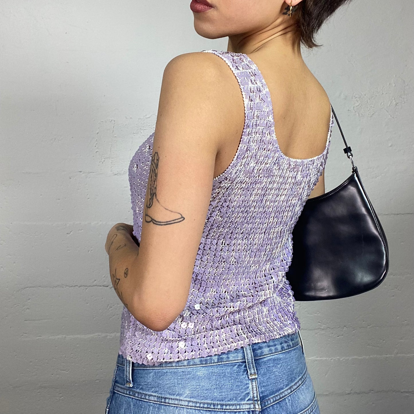 Vintage 2000's Clubwear Lilac Sequins Top (S/M)