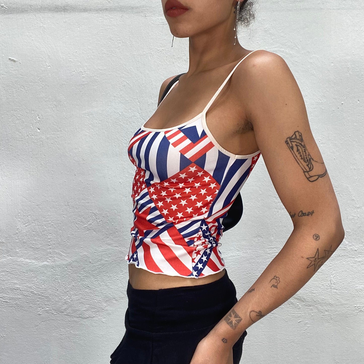 Vintage 2000's Streetwear Cami Top with Flag Print  (XS/S)