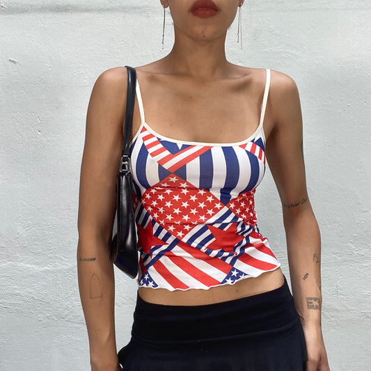 Vintage 2000's Streetwear Cami Top with Flag Print (XS/S)