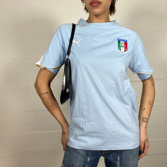 Vintage 90's Sporty Baby Blue Italia Football Shirt (M)