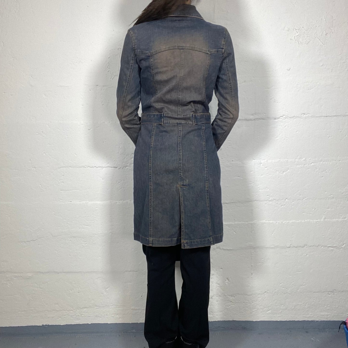 Vintage 2000's Archive Washed Out Denim Long Coat (S)