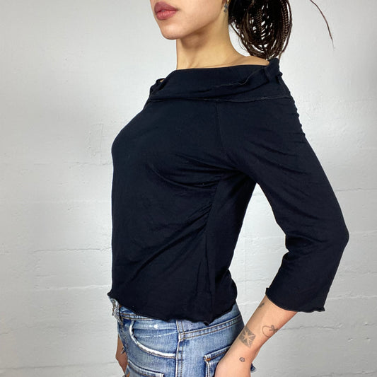 Vintage 2000's Coquette Black Off Shoulder Longsleeve Top (S)