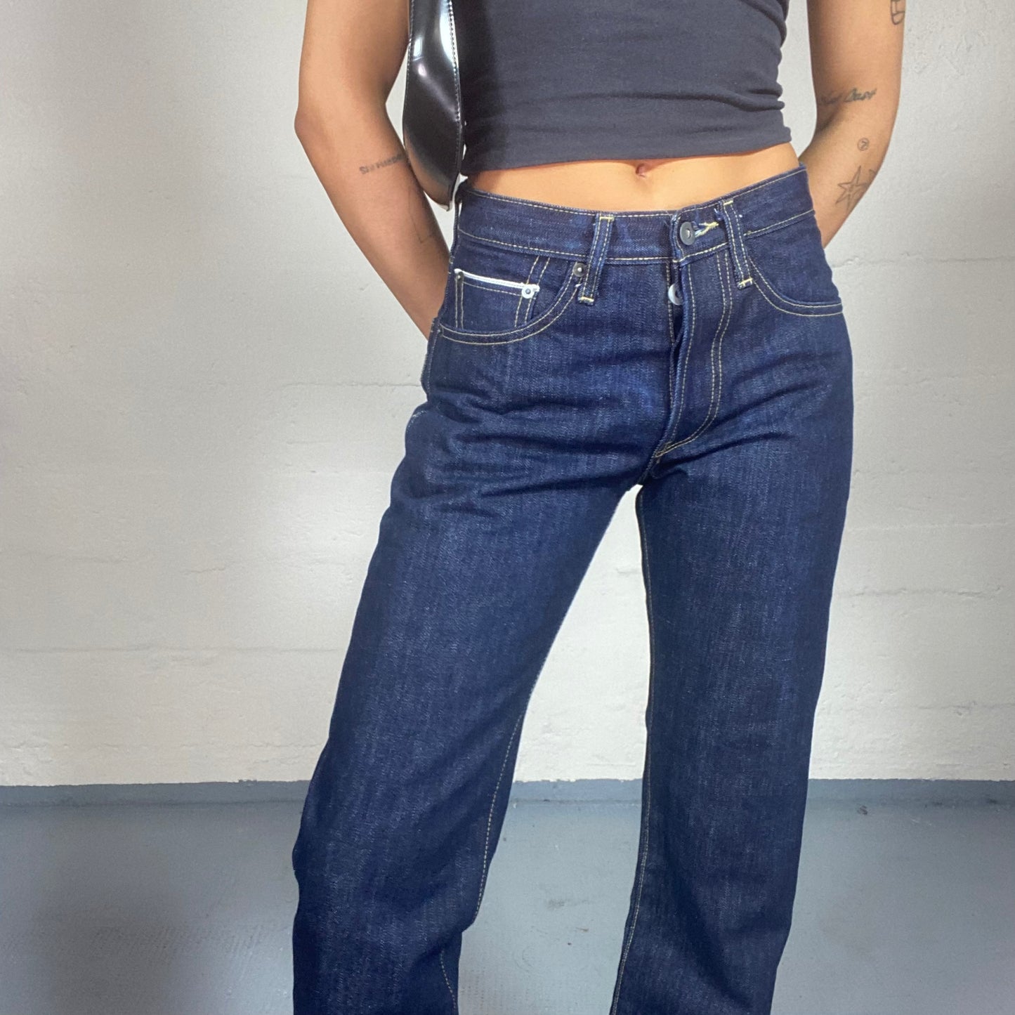 Vintage 2000's Archive Dark Wash Denim with Straight Leg Fit Pants (S)