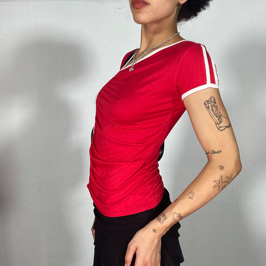 Vintage 2000's Sporty Red Shirt with White Trim (S)