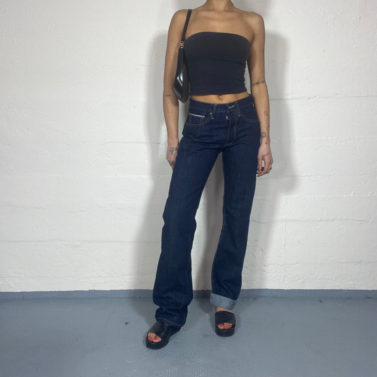 Vintage 2000's Archive Dark Wash Denim with Straight Leg Fit Pants (S)