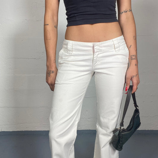 Vintage 2000's Downtown Girl White Low Waist Flared Pants (S)