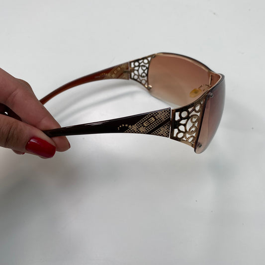 Vintage 2000's Big Brown Sunglasses with Funky Temples