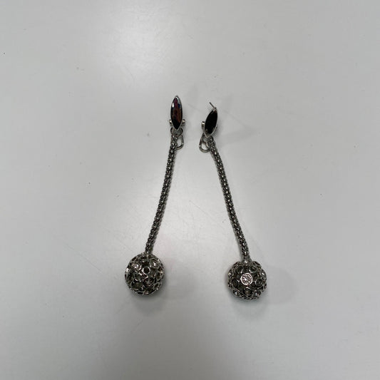 Vintage 2000's Funky Dark Silver Earrings with Rhinestones