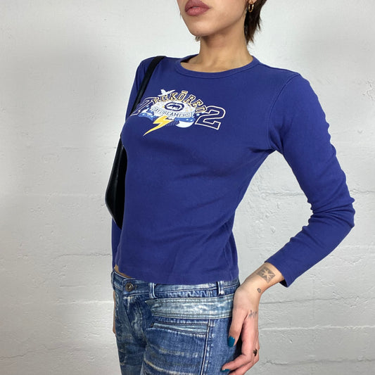 Vintage 2000's College Girl Longsleeve Eckored Top with "Daydreamers" Print (S)