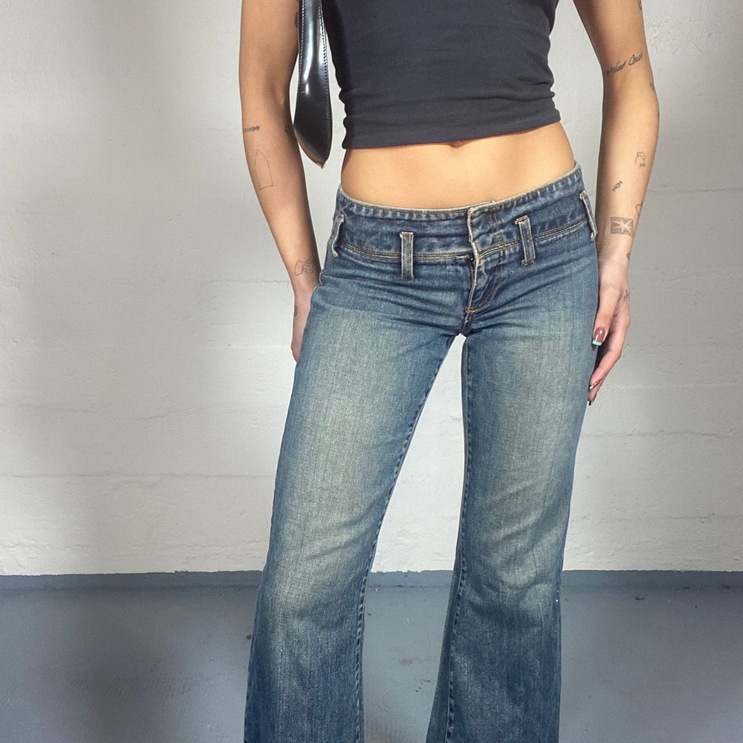 Vintage 2000's GAP Downtown Girl Washed Denim with Boot Leg Fit Pants (S)