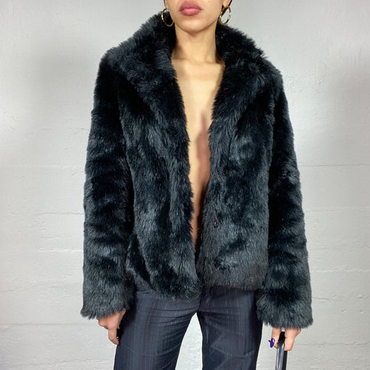 Vintage 2000 Indie Black Fluffy Short Jacket (S)