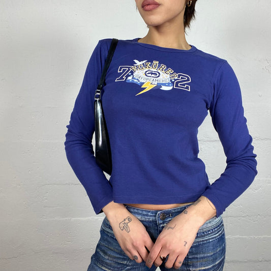 Vintage 2000's College Girl Longsleeve Eckored Top with "Daydreamers" Print (S)