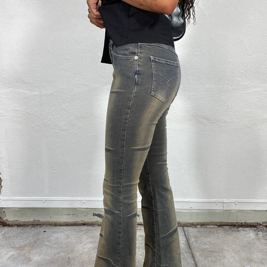 Vintage 2000's Western Washed Out Denim Jeans with Boot Cut and Ombré Effect (XS)