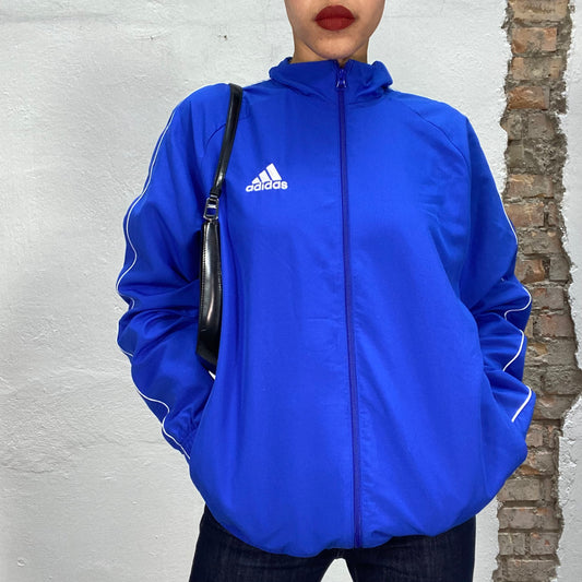 Vintage 2000's Adidas Electric Blue Zip Up Sweater Jacket (S/M)