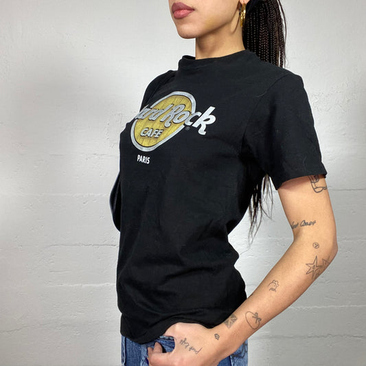Vintage 2000's Hard Rock Sleaze Black Oversized Tee with Brand Print (M/L)