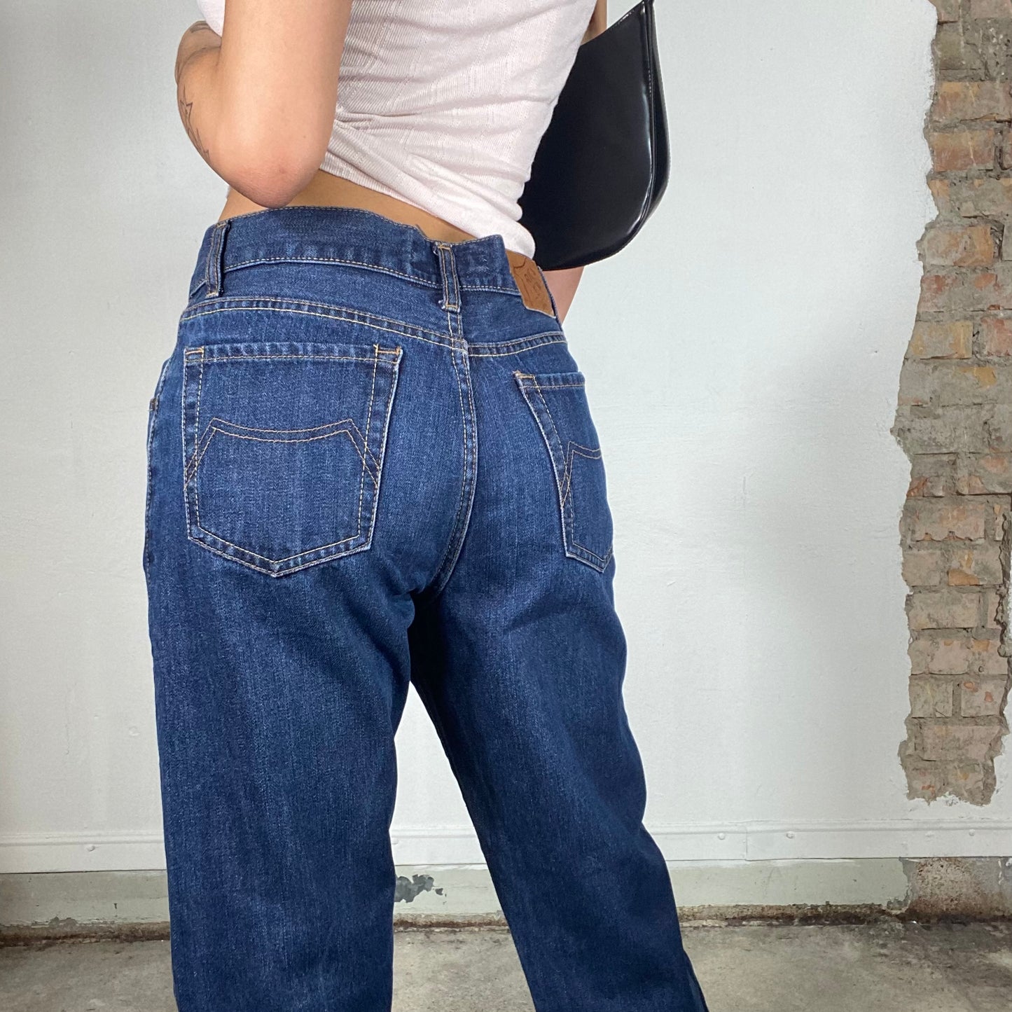 Vintage 90's Model Off Duty Dark Wash Tapered Jeans (S)