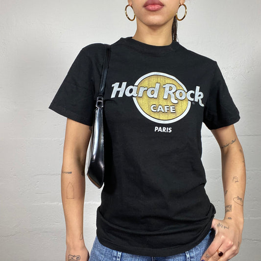 Vintage 2000's Hard Rock Sleaze Black Oversized Tee with Brand Print (M/L)