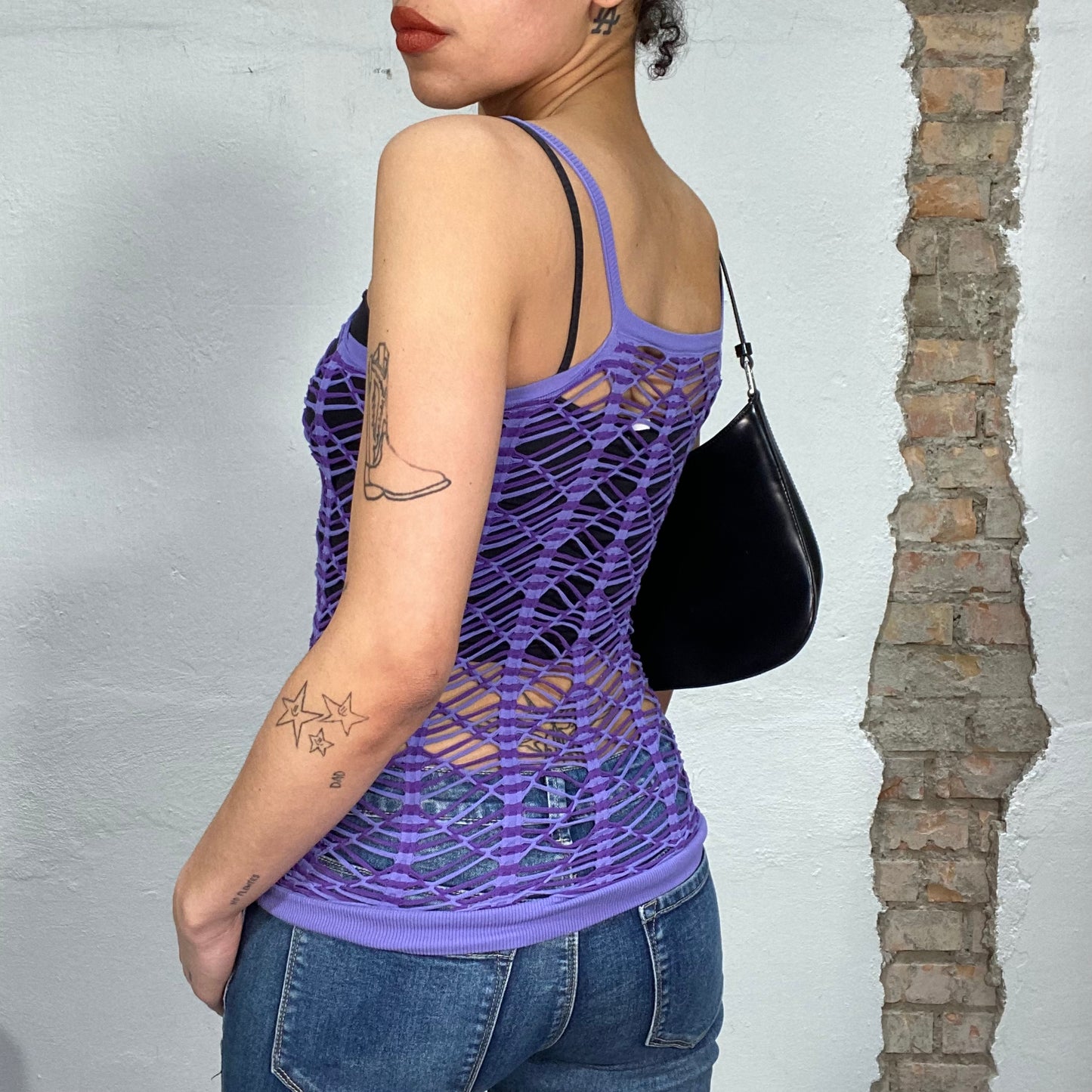 Vintage 2000's Funky Purple Stretchy Net Top (XS/S)