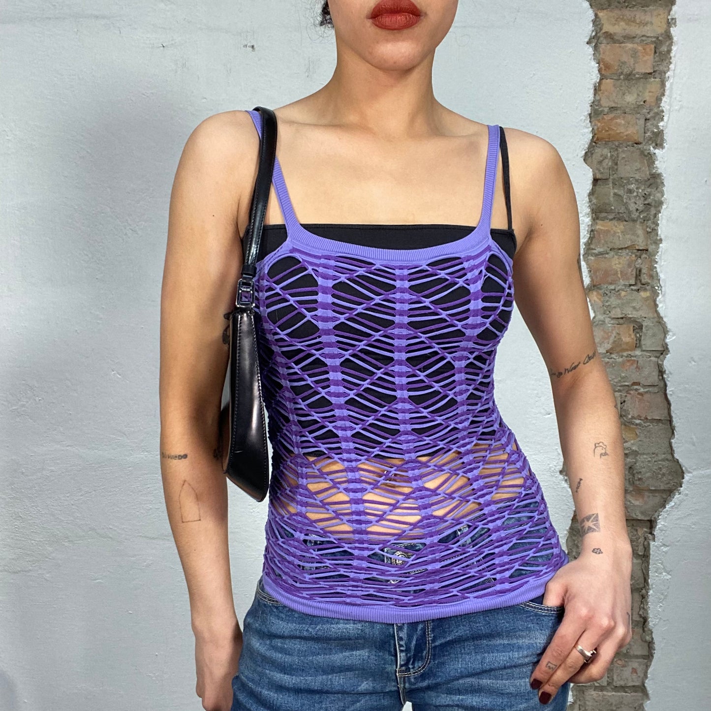 Vintage 2000's Funky Purple Stretchy Net Top (XS/S)