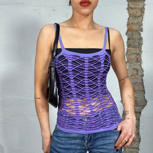 Vintage 2000's Funky Purple Stretchy Net Top (XS/S)