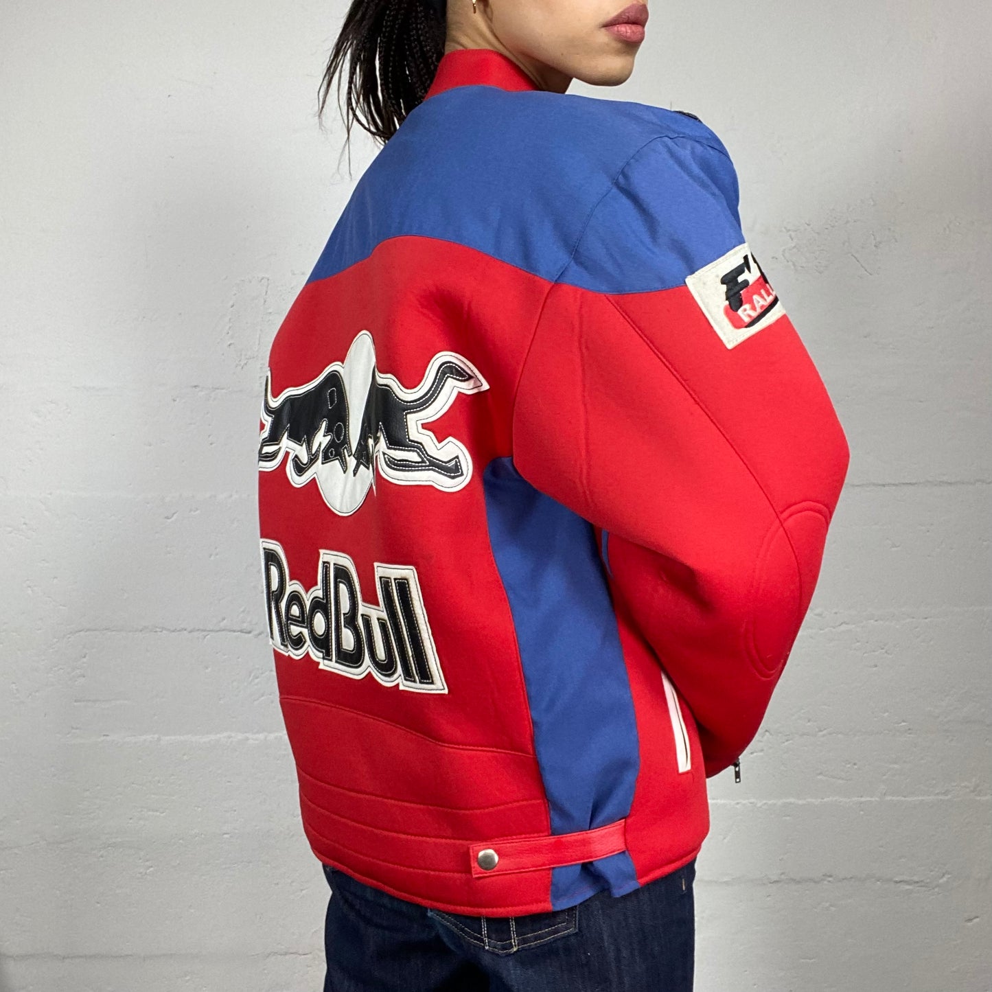 Vintage 2000's Red Bull Sporty Red Oversized Fabric Racers Jacket with ...