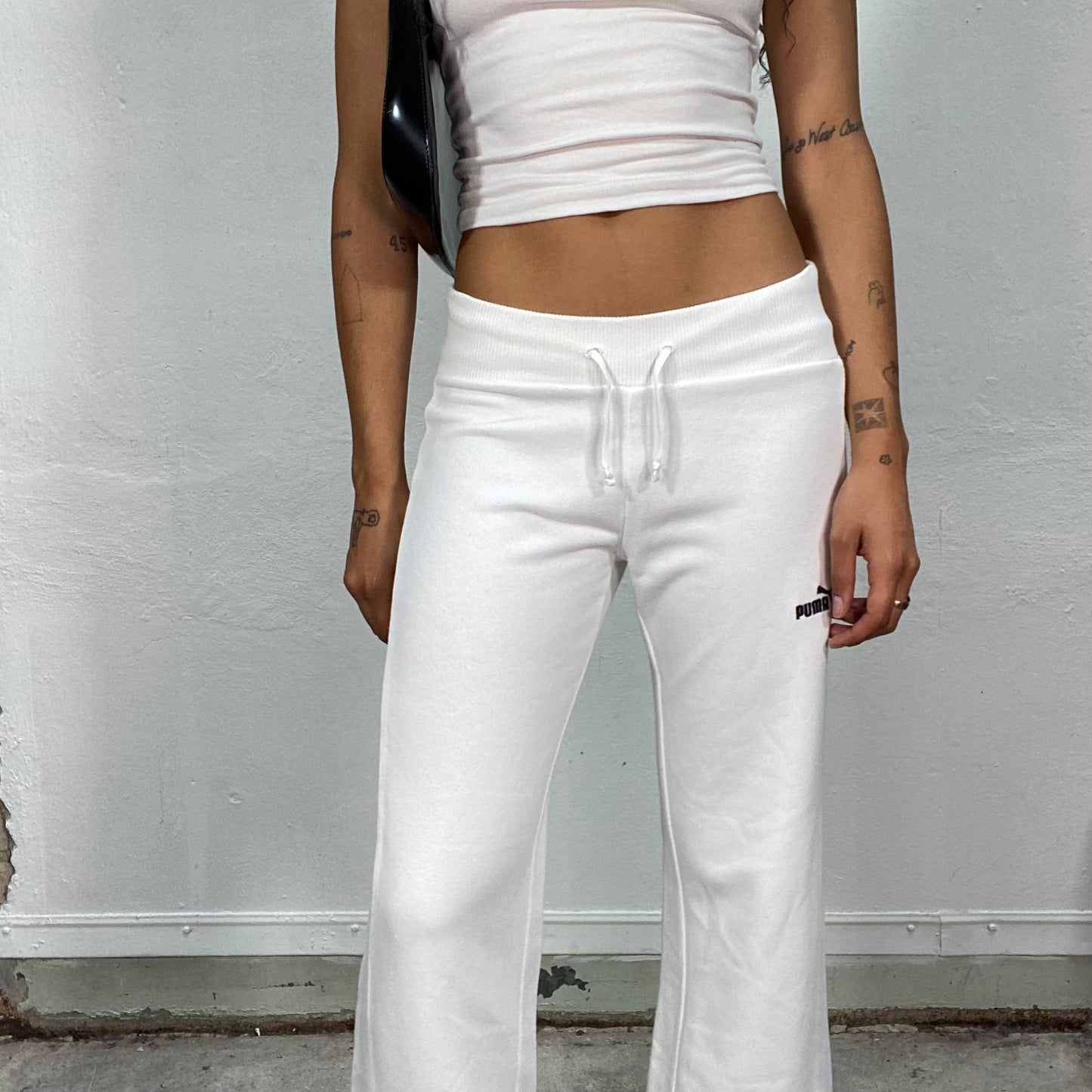 Vintage 2000's Sporty White Flared Track Pants (XS)