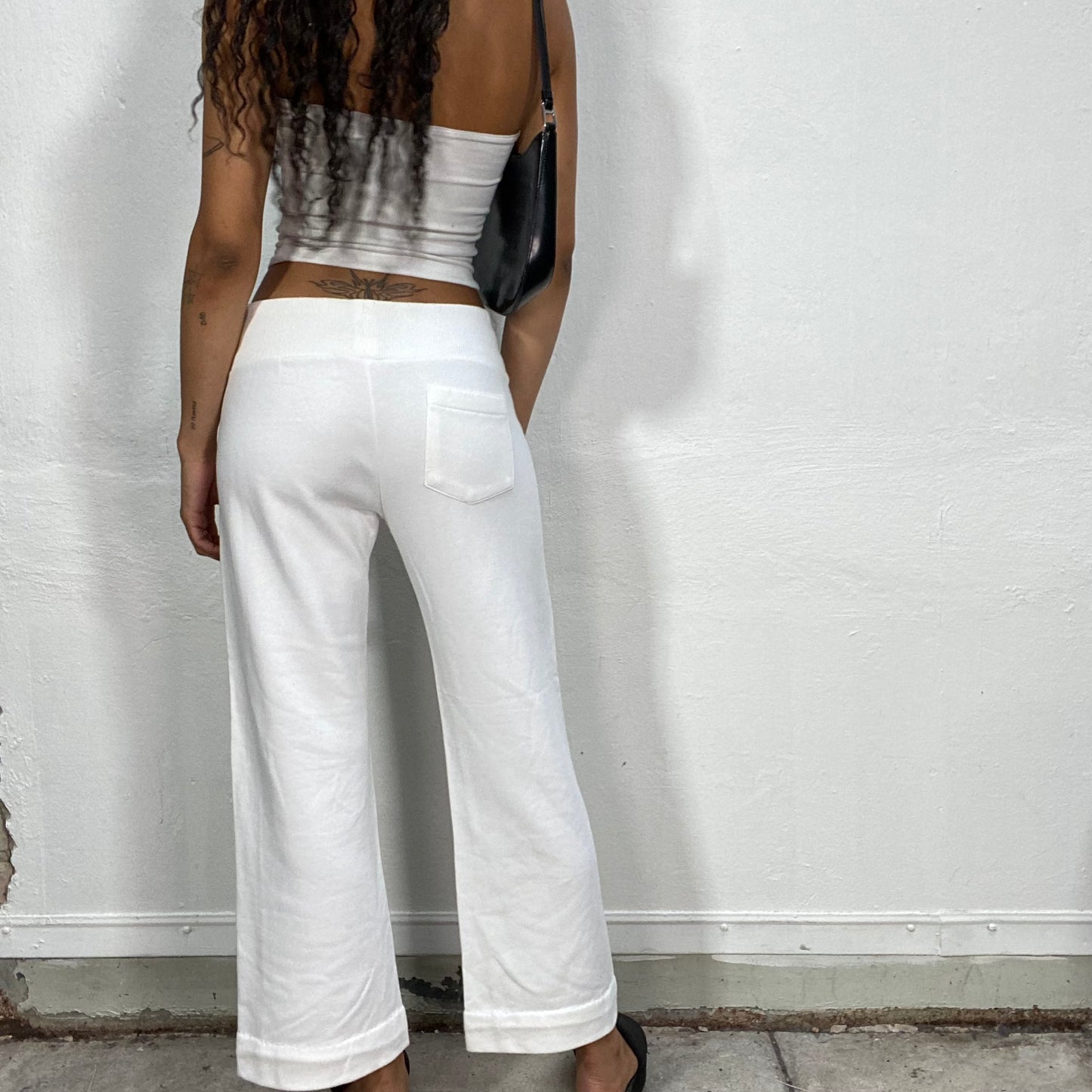 Vintage 2000's Sporty White Flared Track Pants (XS)