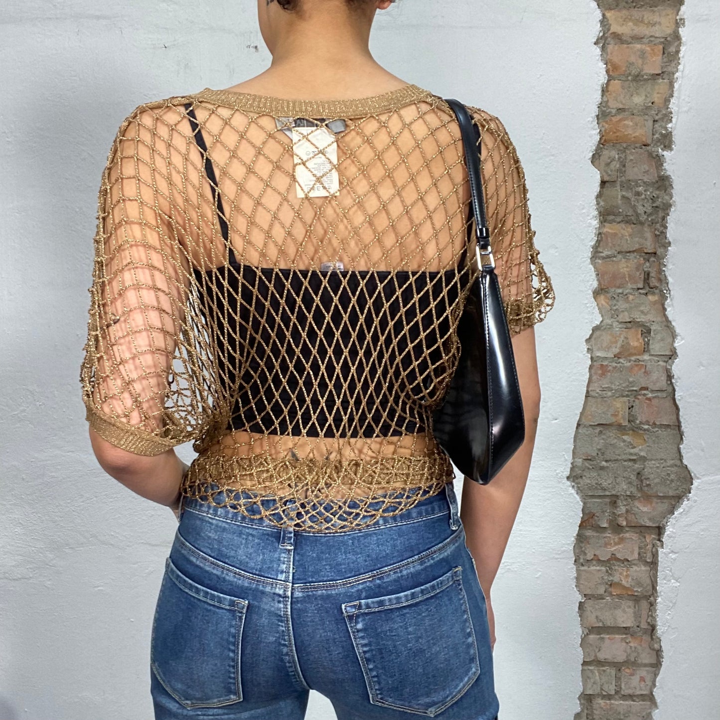 Vintage 2000's Festival Golden Net Wrap Top (S/M)