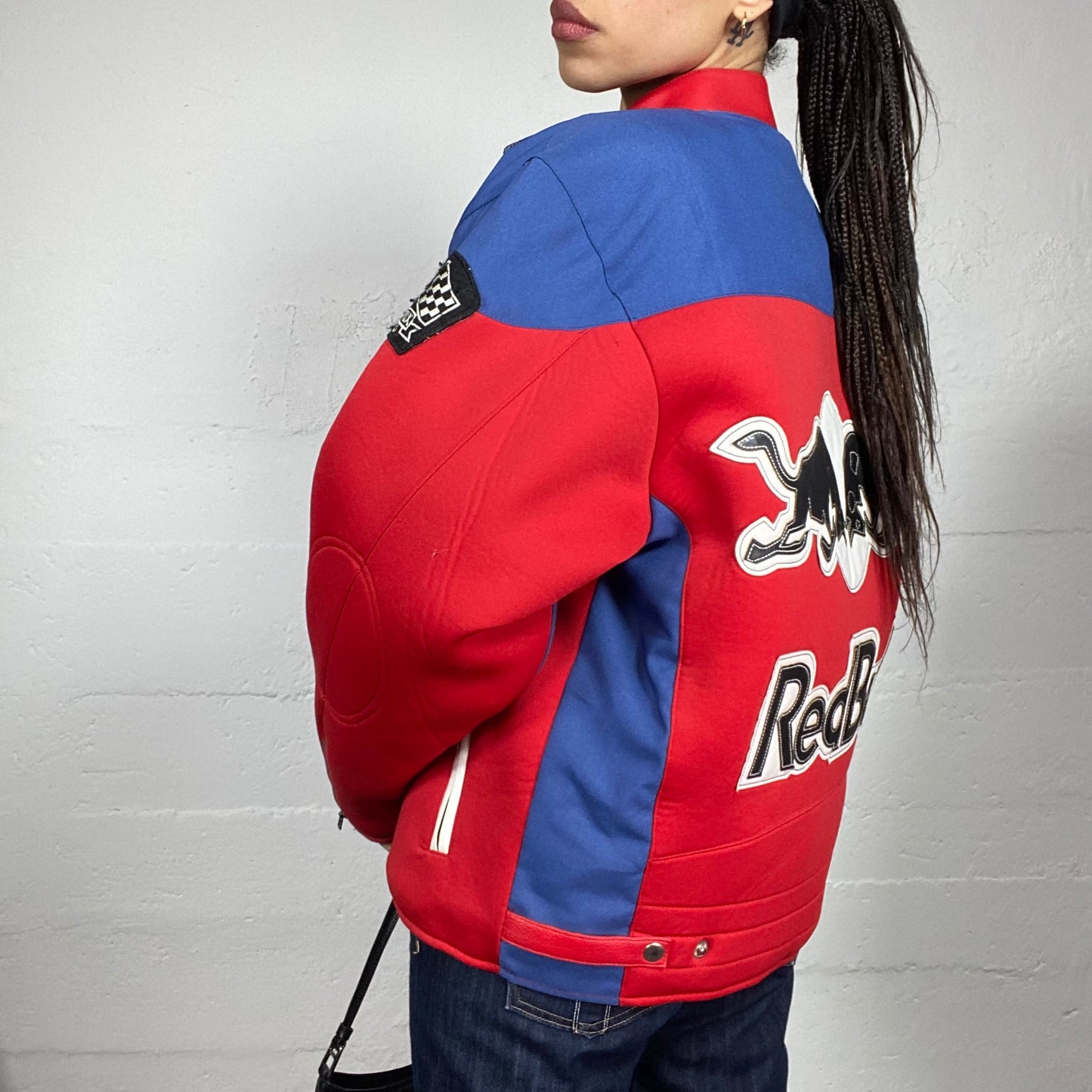 Vintage 2000's Red Bull Sporty Red Oversized Fabric Racers Jacket with ...