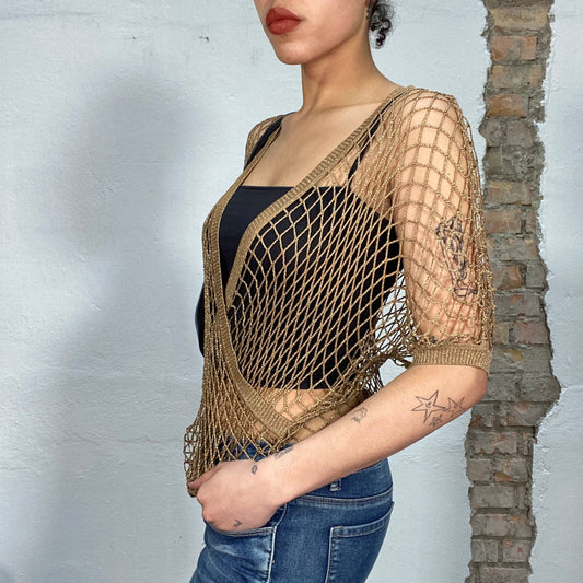 Vintage 2000's Festival Golden Net Wrap Top (S/M)