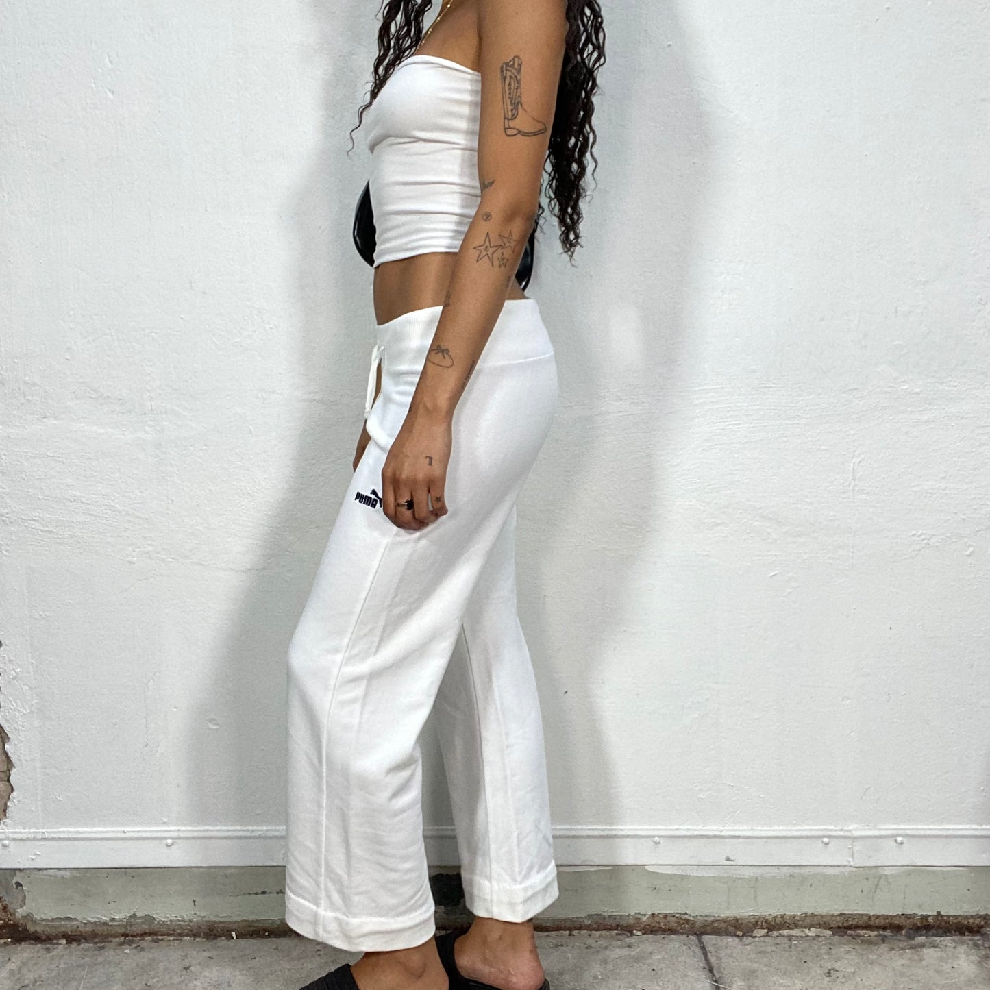 Vintage 2000's Sporty White Flared Track Pants (XS)