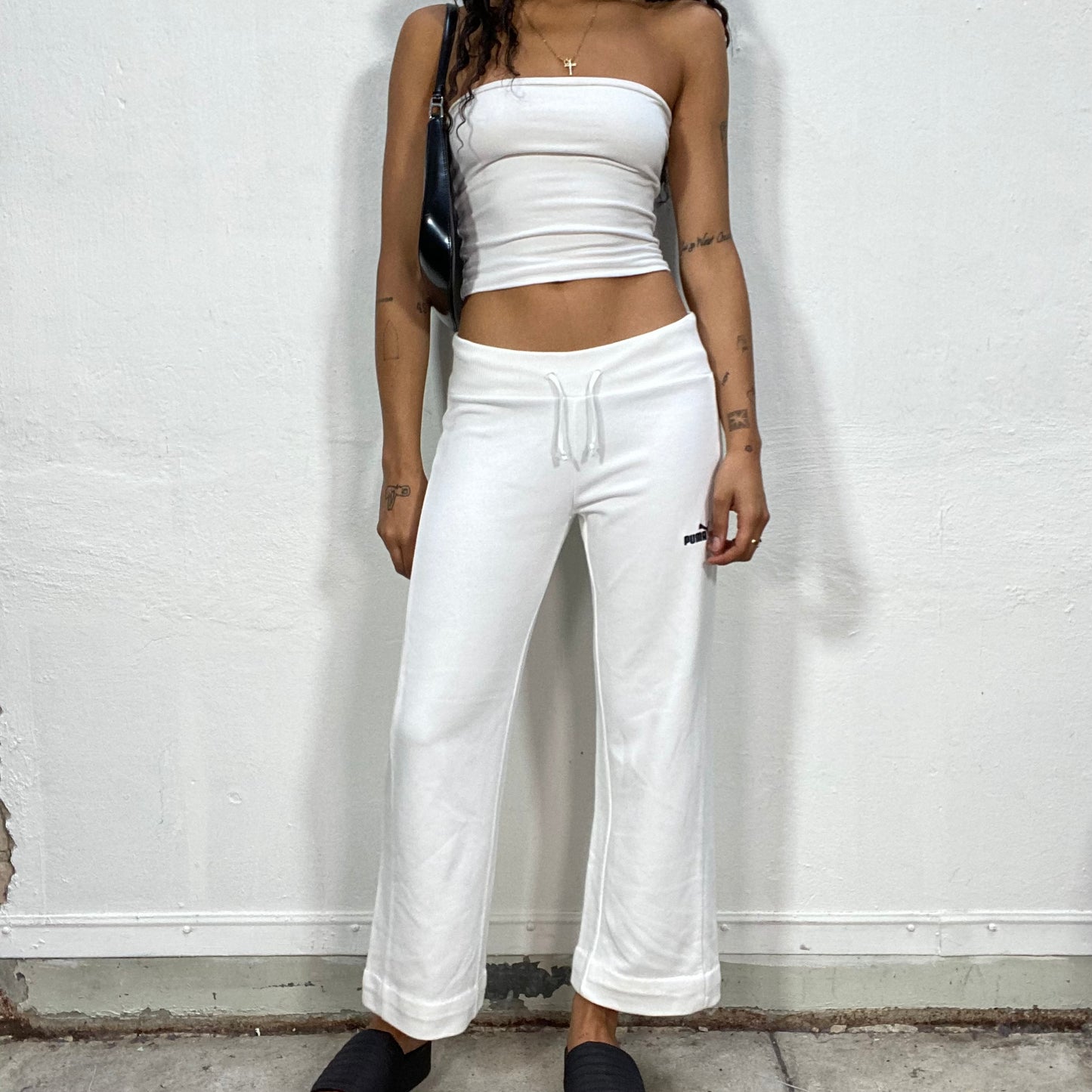 Vintage 2000's Sporty White Flared Track Pants (XS)