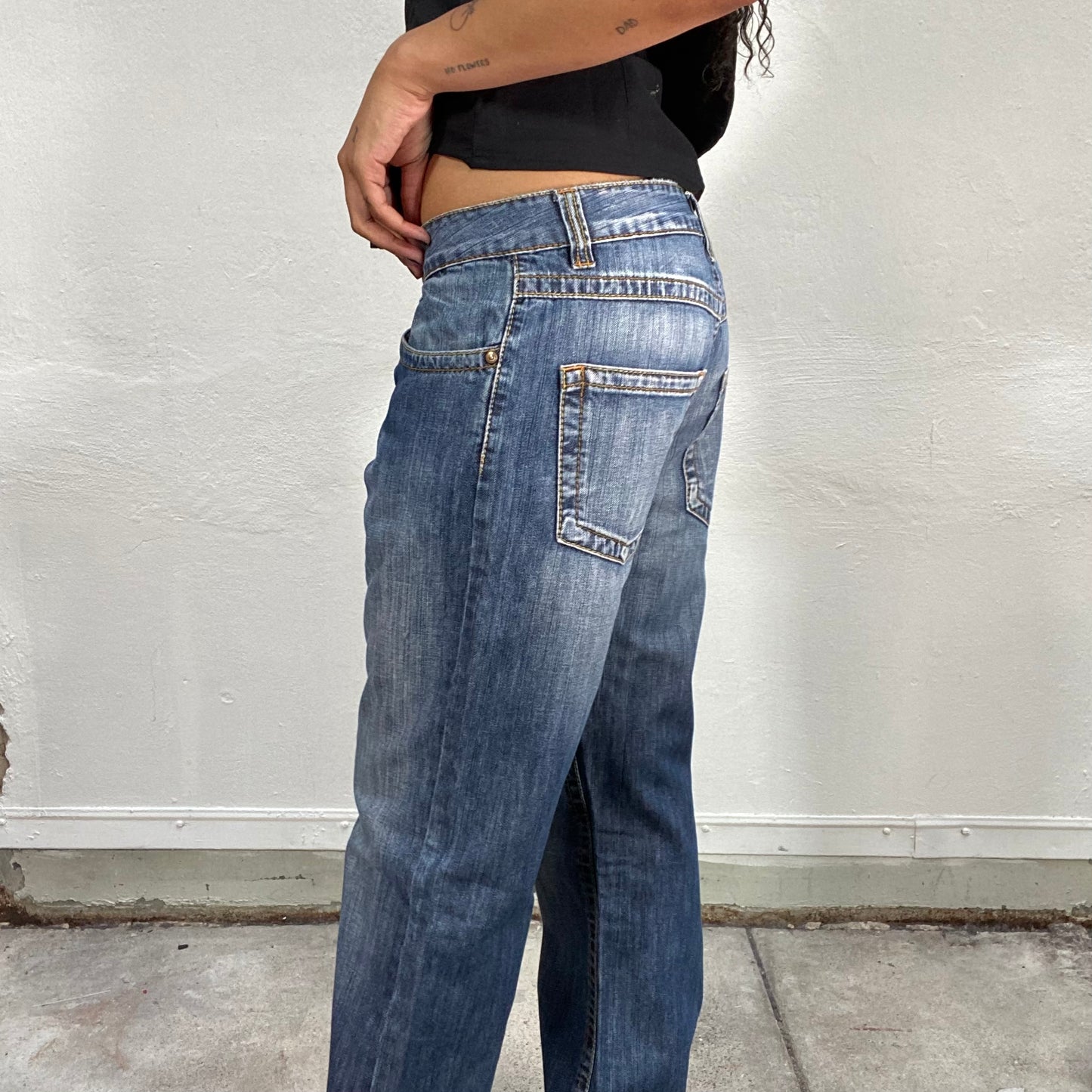 Vintage 2000's Downtown Girl Dark Denim Straight Cut Pants (M)