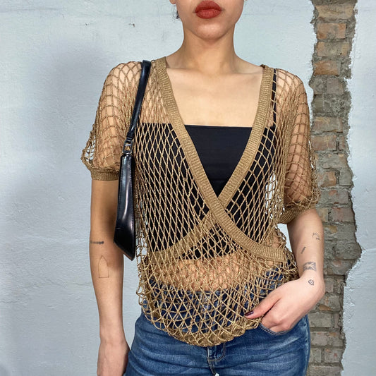 Vintage 2000's Festival Golden Net Wrap Top (S/M)