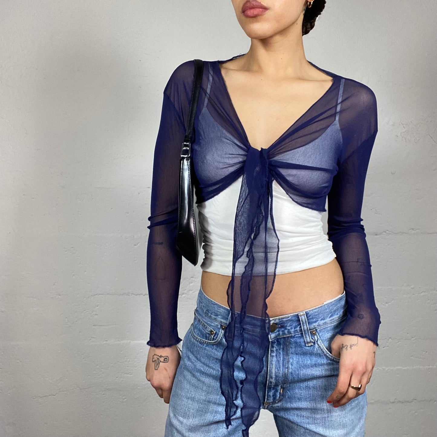 Vintage 2000's Mermaid Navy Blue Mesh Bolero (S)