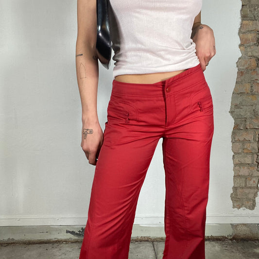 Vintage 90's Rachel Green Red Straight Leg Pants with Zipper Pockets (S)