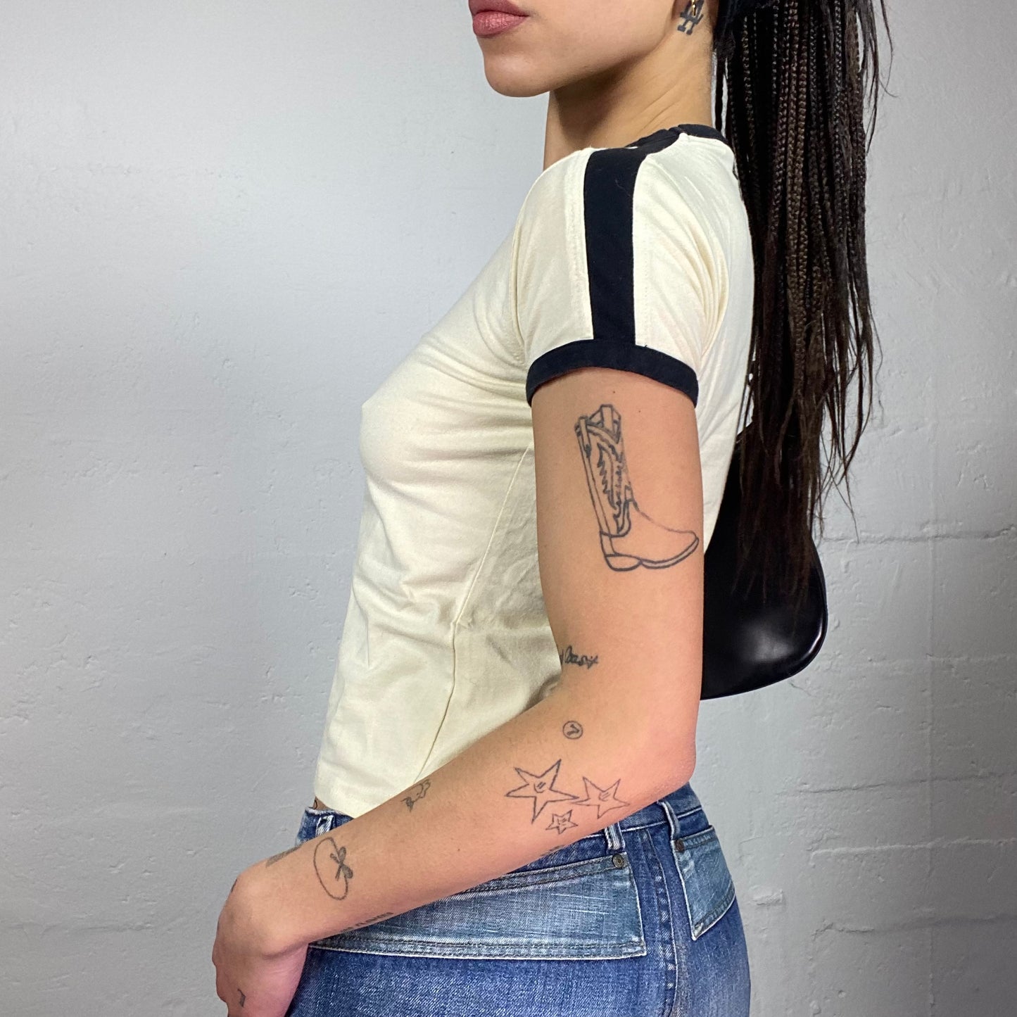 Vintage 2000's Puma Downtown Girl Beige Top with Black Brand Lettering Print (S)
