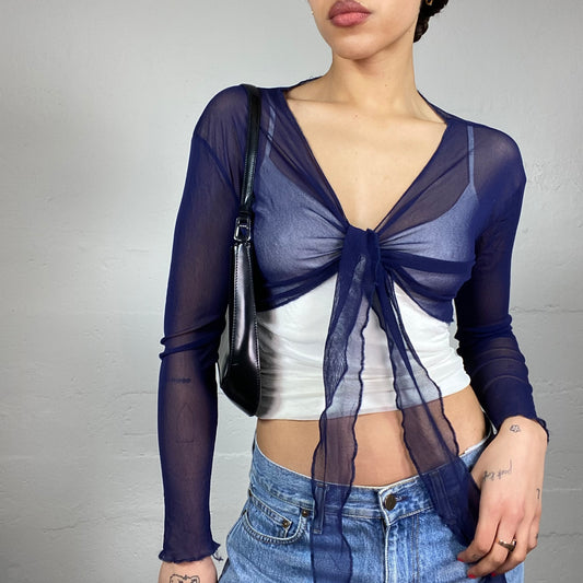 Vintage 2000's Mermaid Navy Blue Mesh Bolero (S)