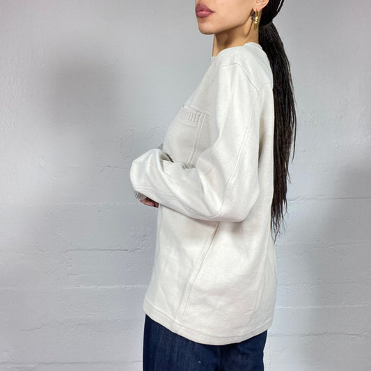 Vintage 2000's Classic White Oversized Pullover with Pocket Detail (L)