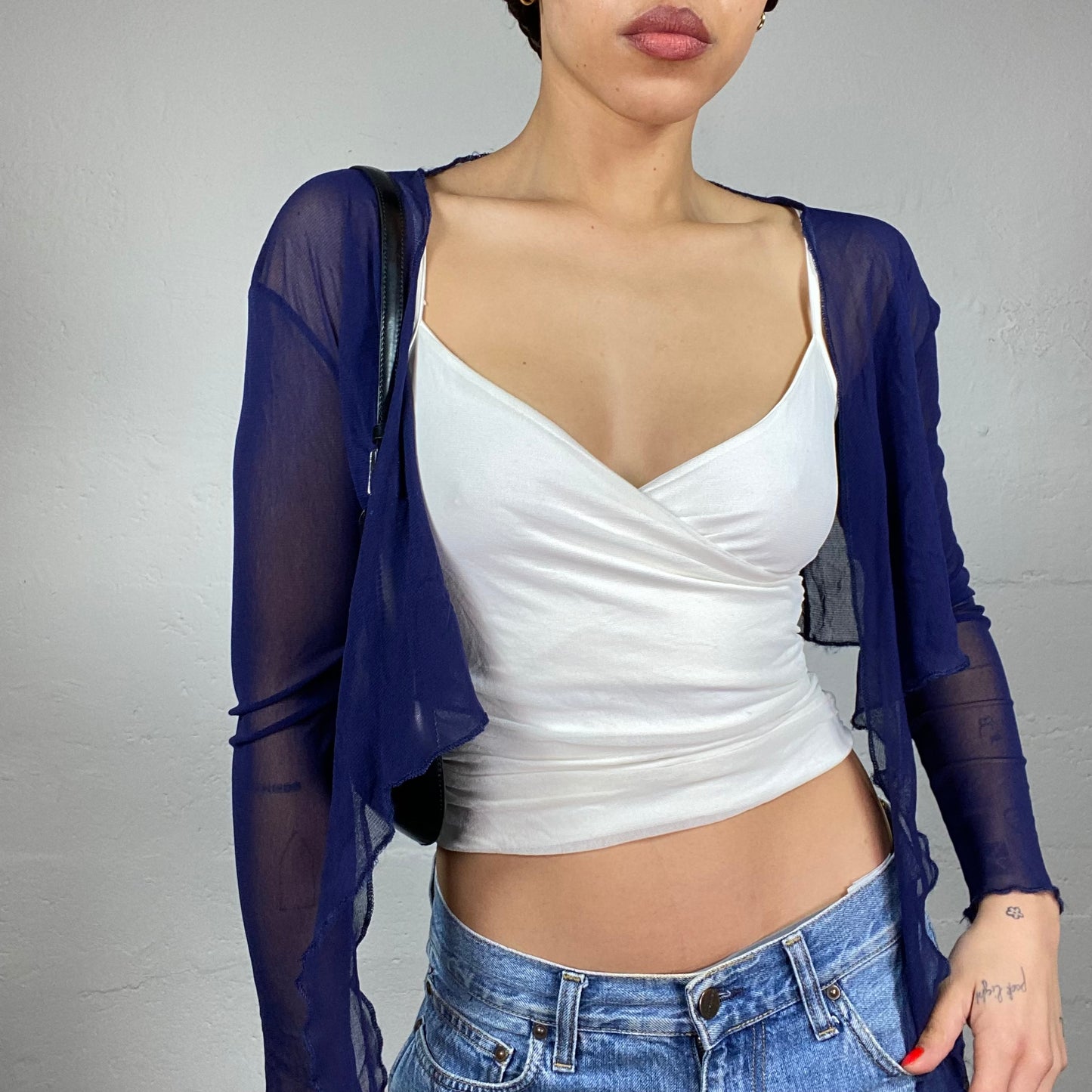Vintage 2000's Mermaid Navy Blue Mesh Bolero (S)
