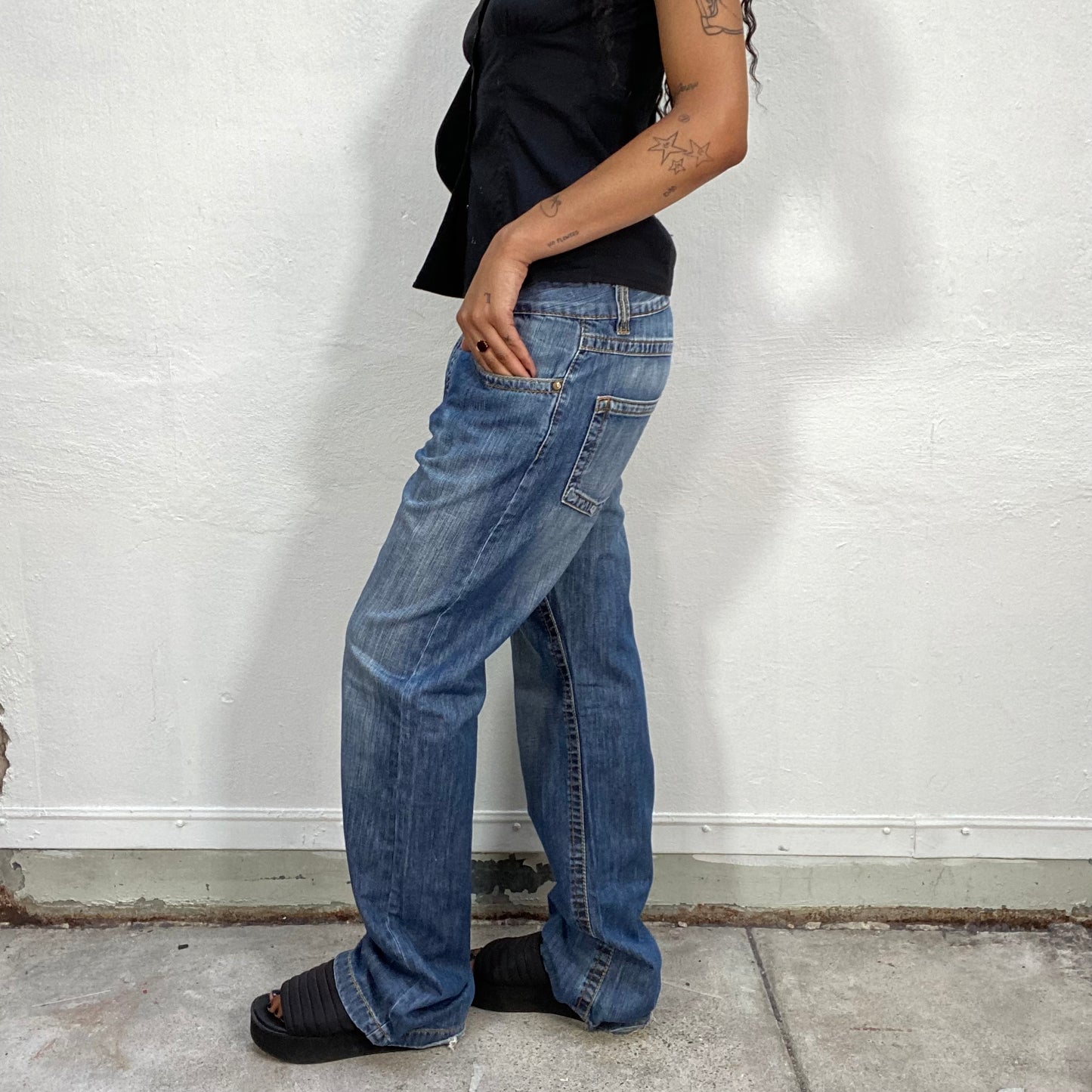 Vintage 2000's Downtown Girl Dark Denim Straight Cut Pants (M)